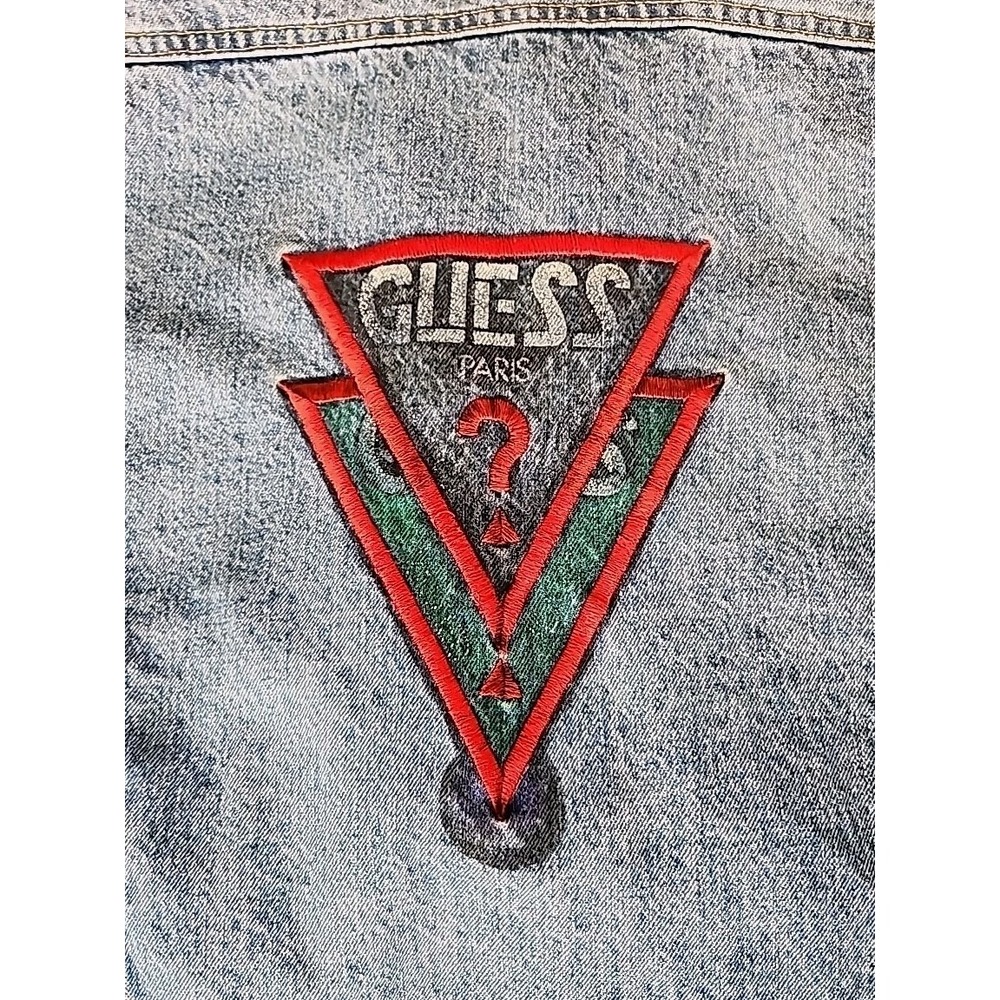 Vintage 80s Georges Marciano for GUESS? Womens Med Jean Jacket Triangle x2 Rare - Picture 3 of 16